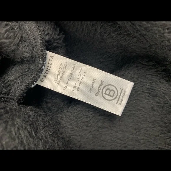 Athleta Double Cozy Fuzzy Funnel Neck Sweatshirt / Sweater | Black | Women’s XXS - Picture 9 of 9